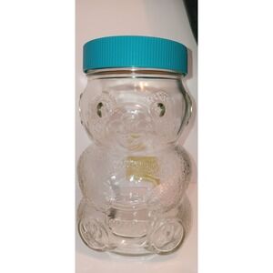 Vintage Teddy Bear Jar  Skippy Peanut Butter Glass 48 oz 90s Cottagecore Retro